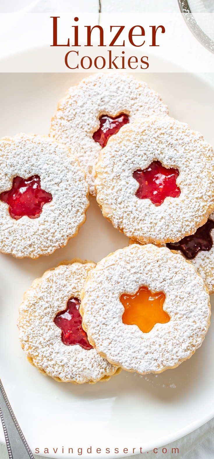 A plate of jam filled Linzer cookies