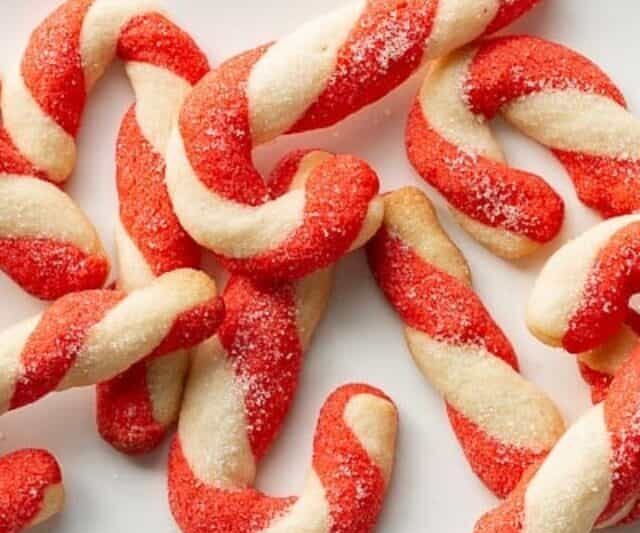 plate of candy cane cookies