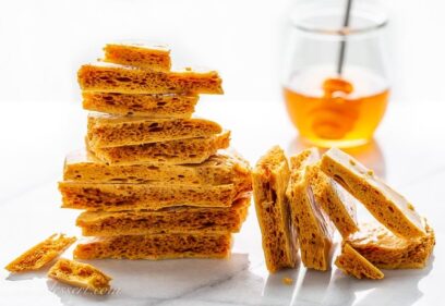 A stack of homemade honeycomb candy