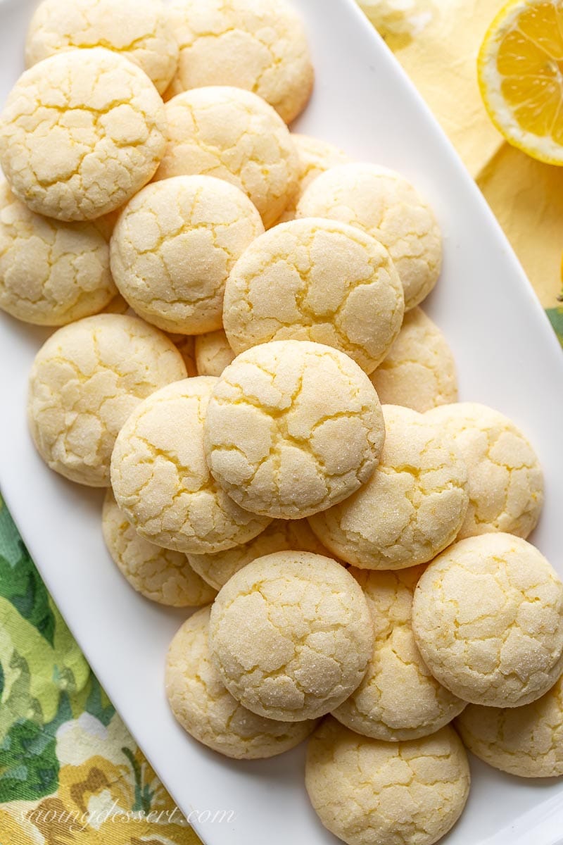 A platter of crinkly lemon sugar cookies