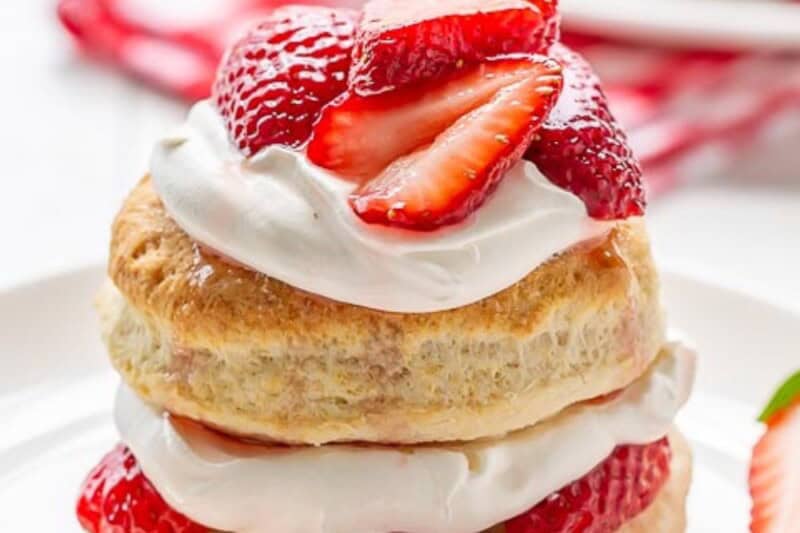 Strawberry Shortcake stacked on a plate