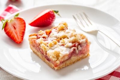 Strawberry Rhubarb Crumble Bars - Saving Room for Dessert
