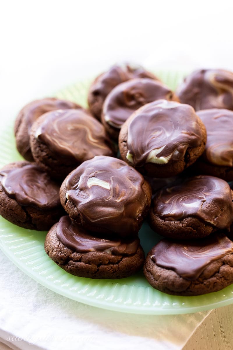 Chocolate Mint Cookies on a green plate