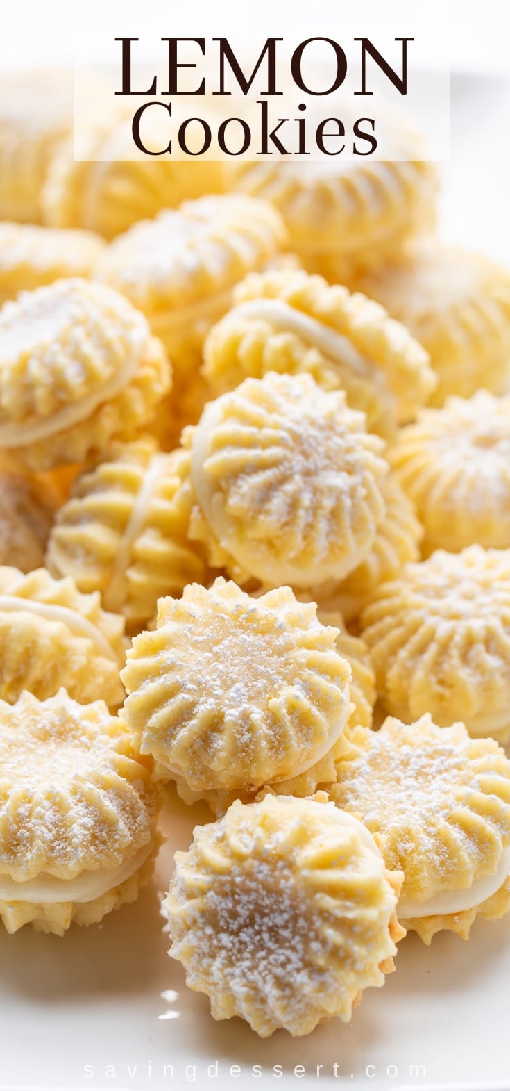 A platter of lemon cream filled cookies