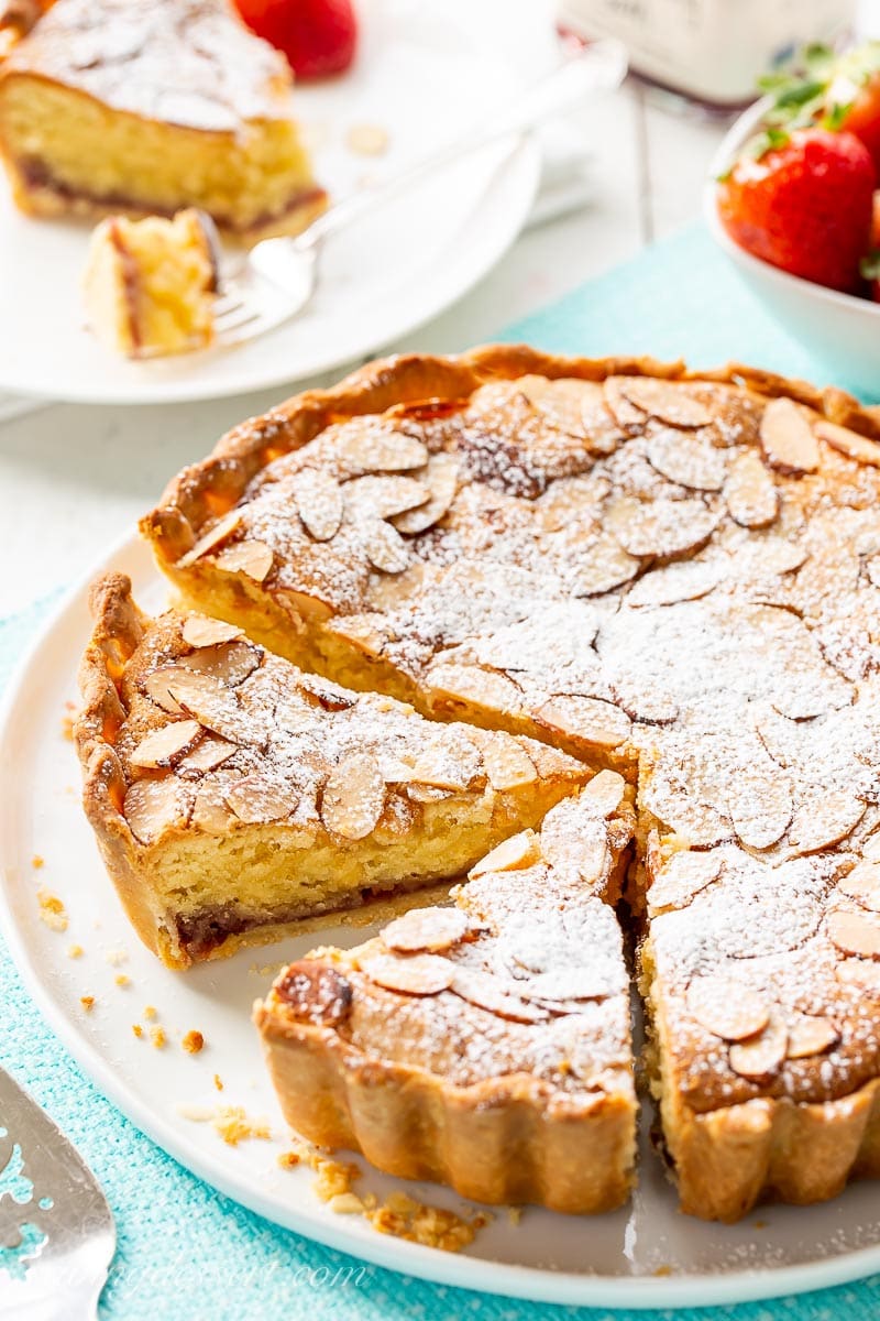 A Bakewell Tart on a platter