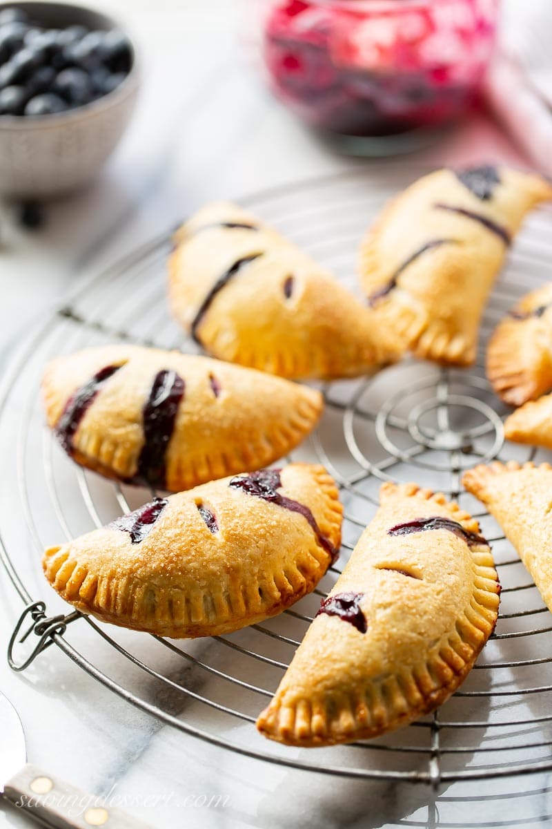 Blueberry Hand Pies on a cooling rack