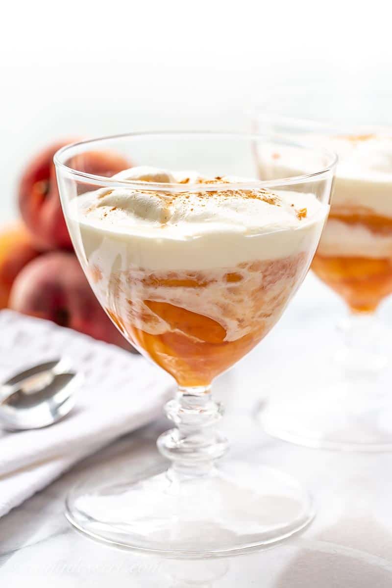 Peaches and cream in a glass
