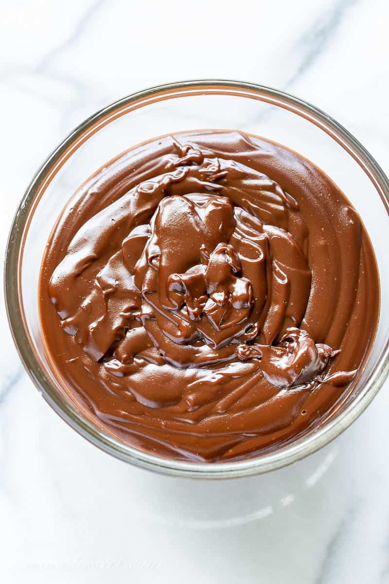 A bowl of homemade chocolate pudding