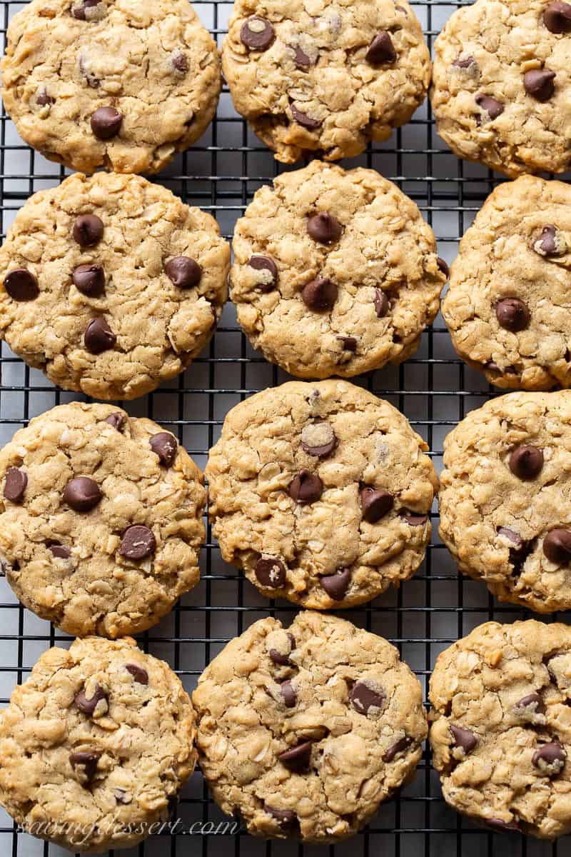 A cooling rack filled with cookies