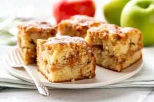 Slices of Apple Fritter Cake on a plate