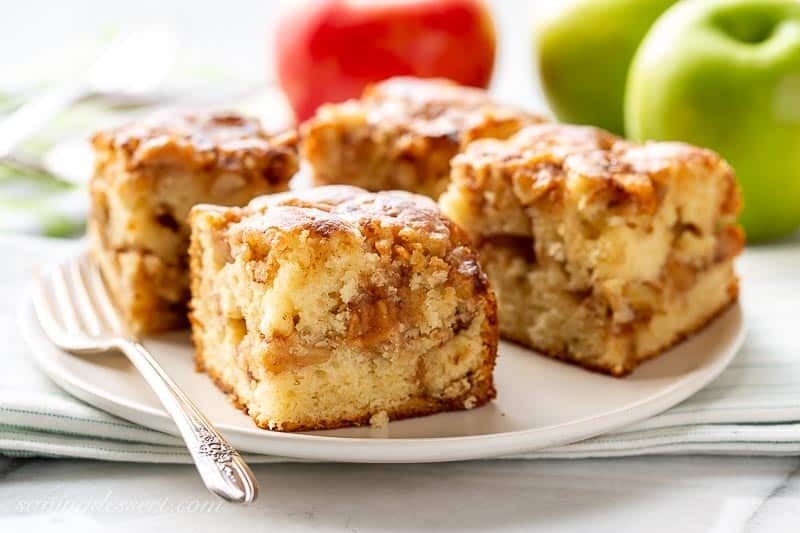 Slices of Apple Fritter Cake on a plate