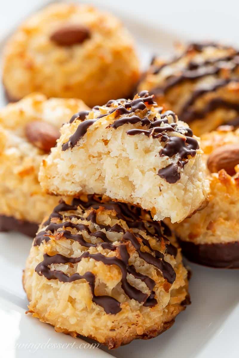 Closeup on the inside of a coconut macaroon
