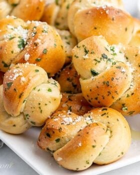 close up of buttered garlic knots