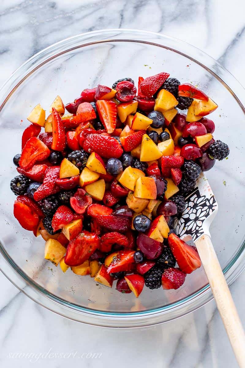 A bowl of mixed fruit