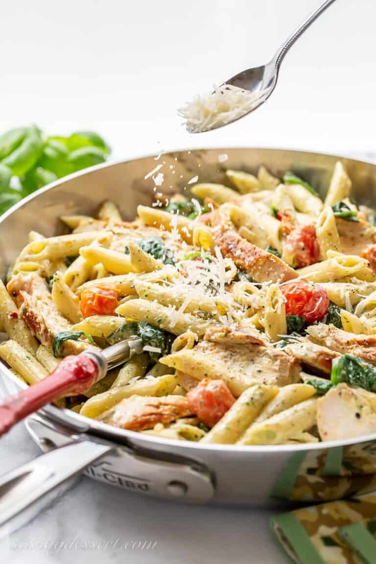 Pesto Chicken Pasta - Saving Room for Dessert