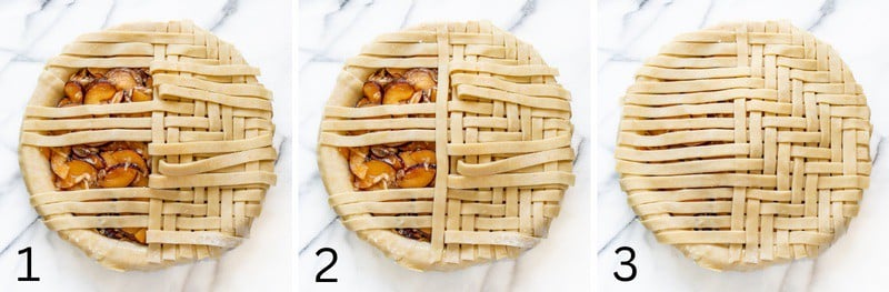 Another series of photos showing how to make a herringbone lattice crust
