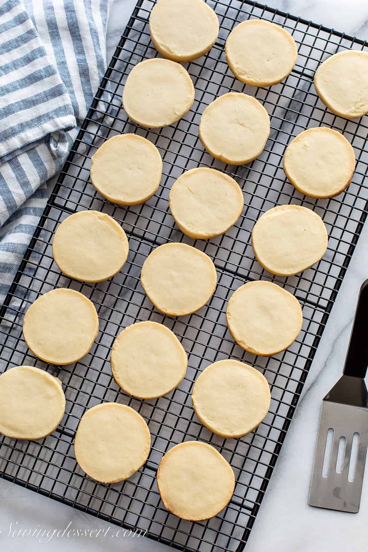 shortbread cookies on a cooling rack