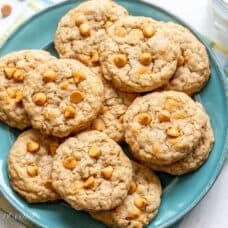 oatmeal scotchies on a blue plate