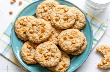 oatmeal scotchies on a blue plate