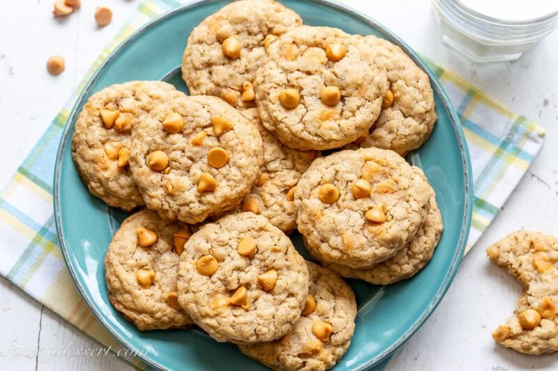 oatmeal scotchies on a blue plate