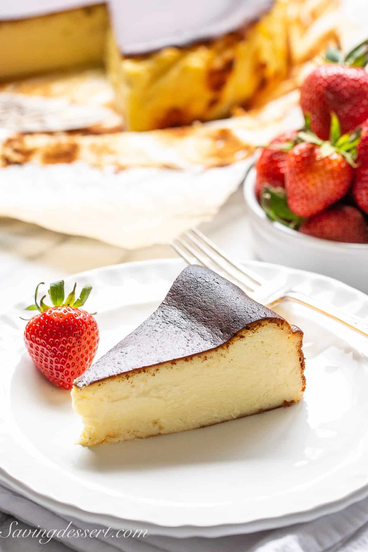 Ultra Creamy Burnt Basque Cheesecake Saving Room for Dessert