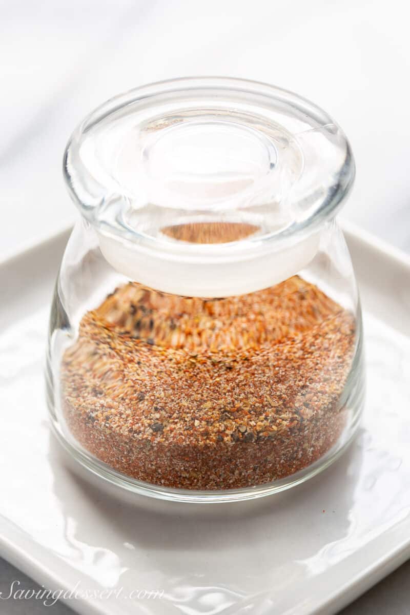 a sealed jar of rotisserie chicken seasoning
