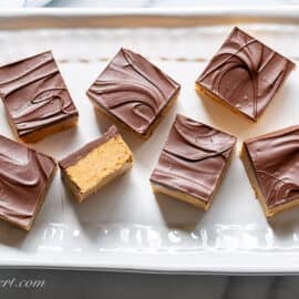 a small platter of peanut butter bar squares