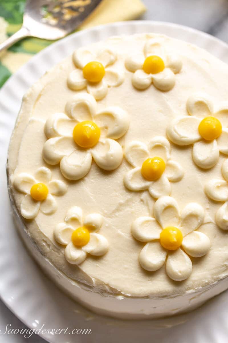 Lemon Curd Cake on a plate.