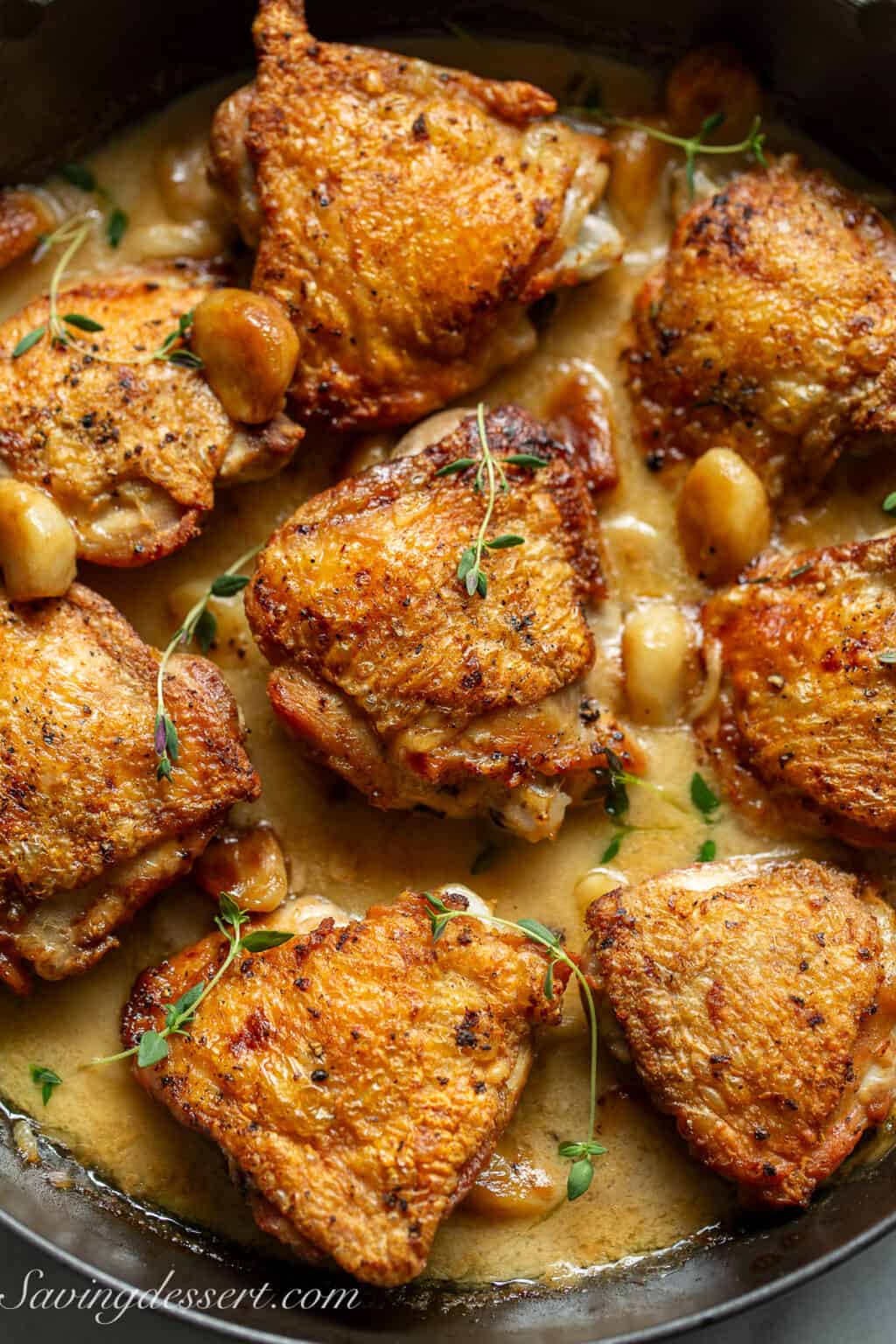 40 Clove Garlic Chicken - Saving Room for Dessert