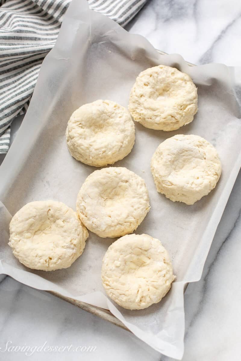 Biscuits on a baking sheet.