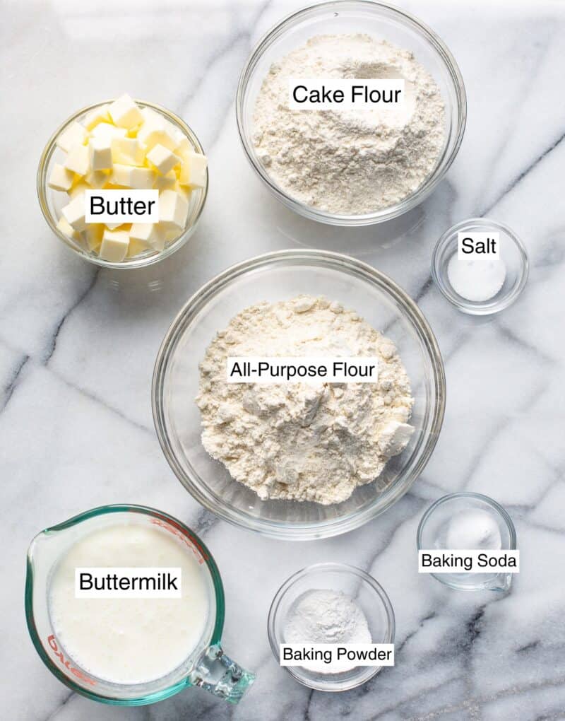 A collage of ingredients used in a recipe for Cat Heat Biscuits.