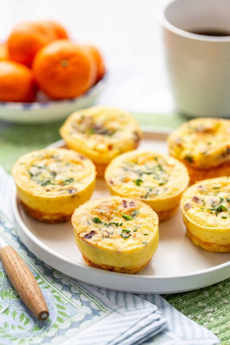 A plate of baked egg muffins.