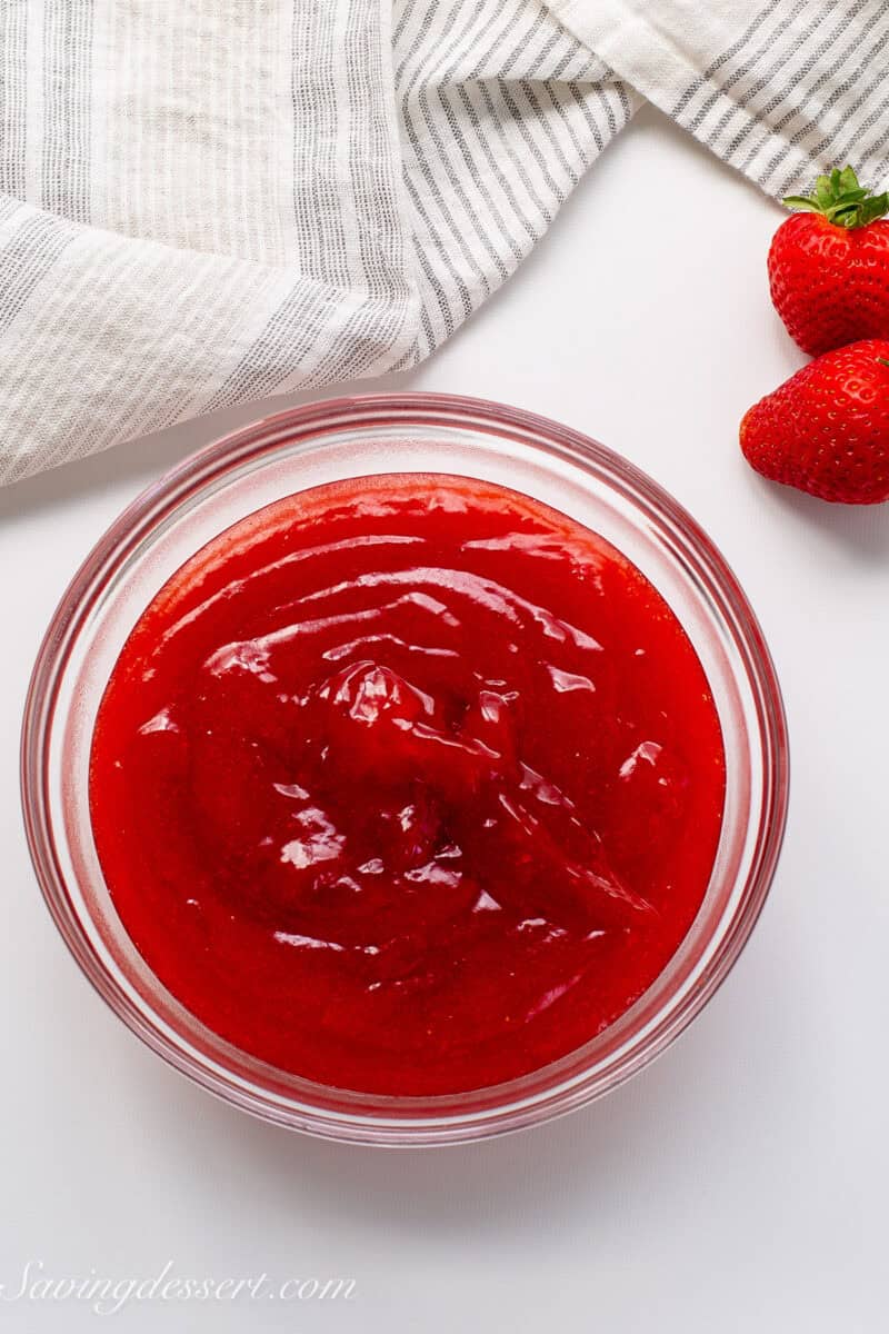 Strawberry-Lemonade filling cooling in a glass bowl.