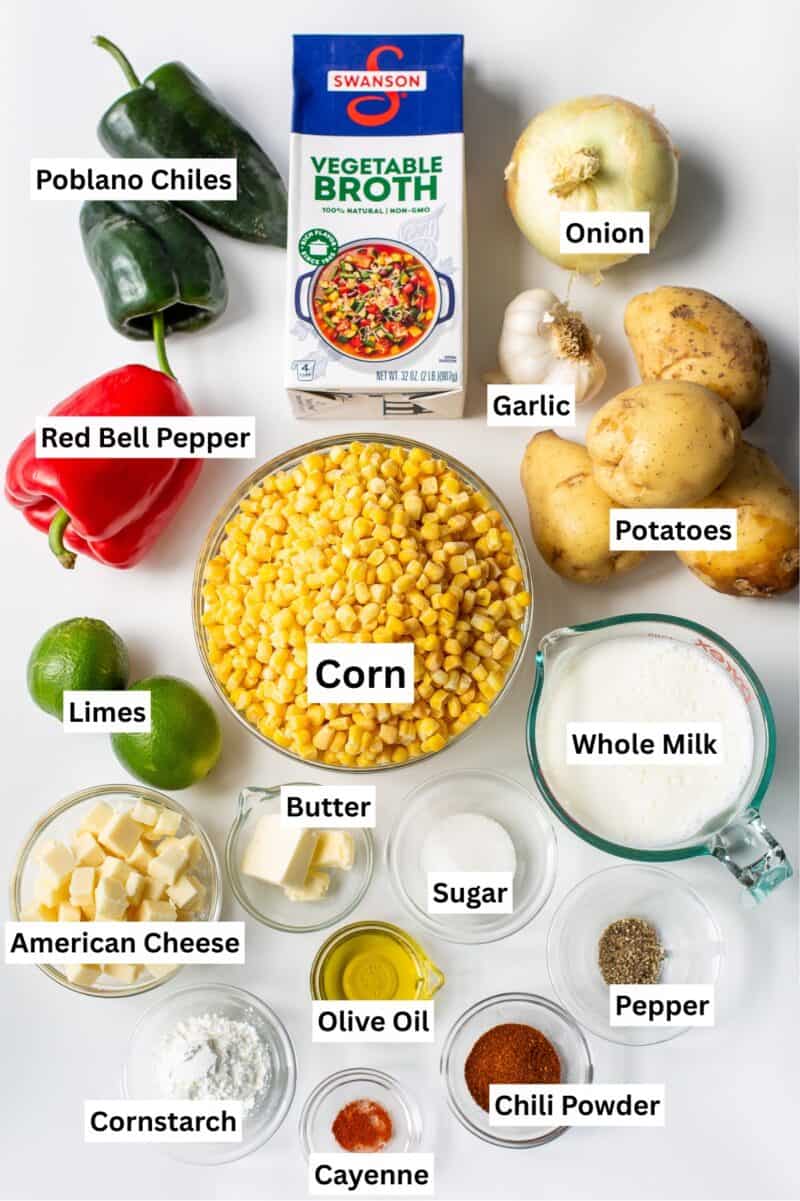A collage of ingredients needed to make Mexican Street Corn Chowder