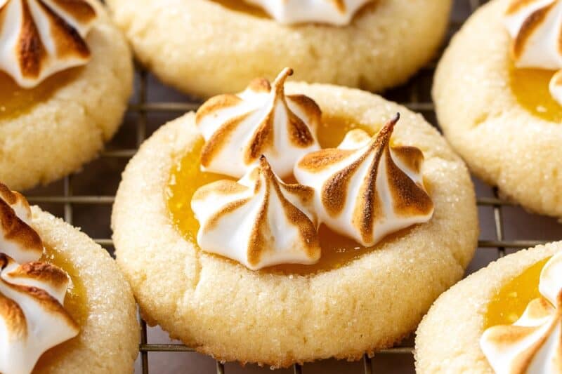 Lemon Meringue Pie Cookies on a cooling rack.