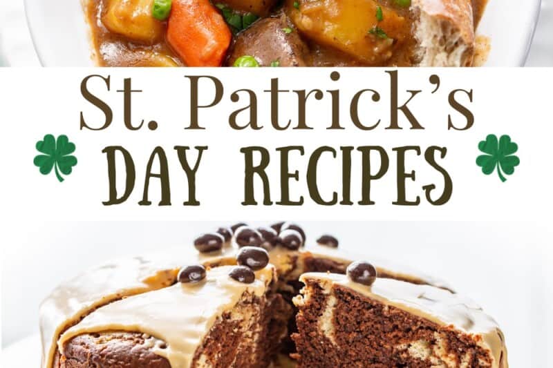 A collage of Irish recipes great for celebrating St. Patrick's Day.