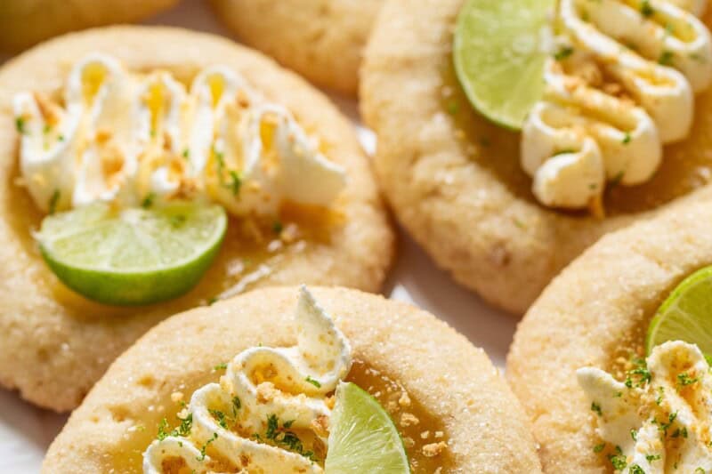 Key lime pie cookies on a platter.
