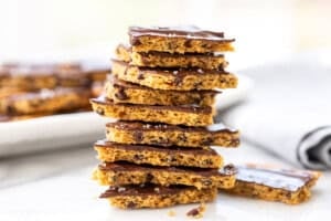 A stack of chocolate chip cookie bark.